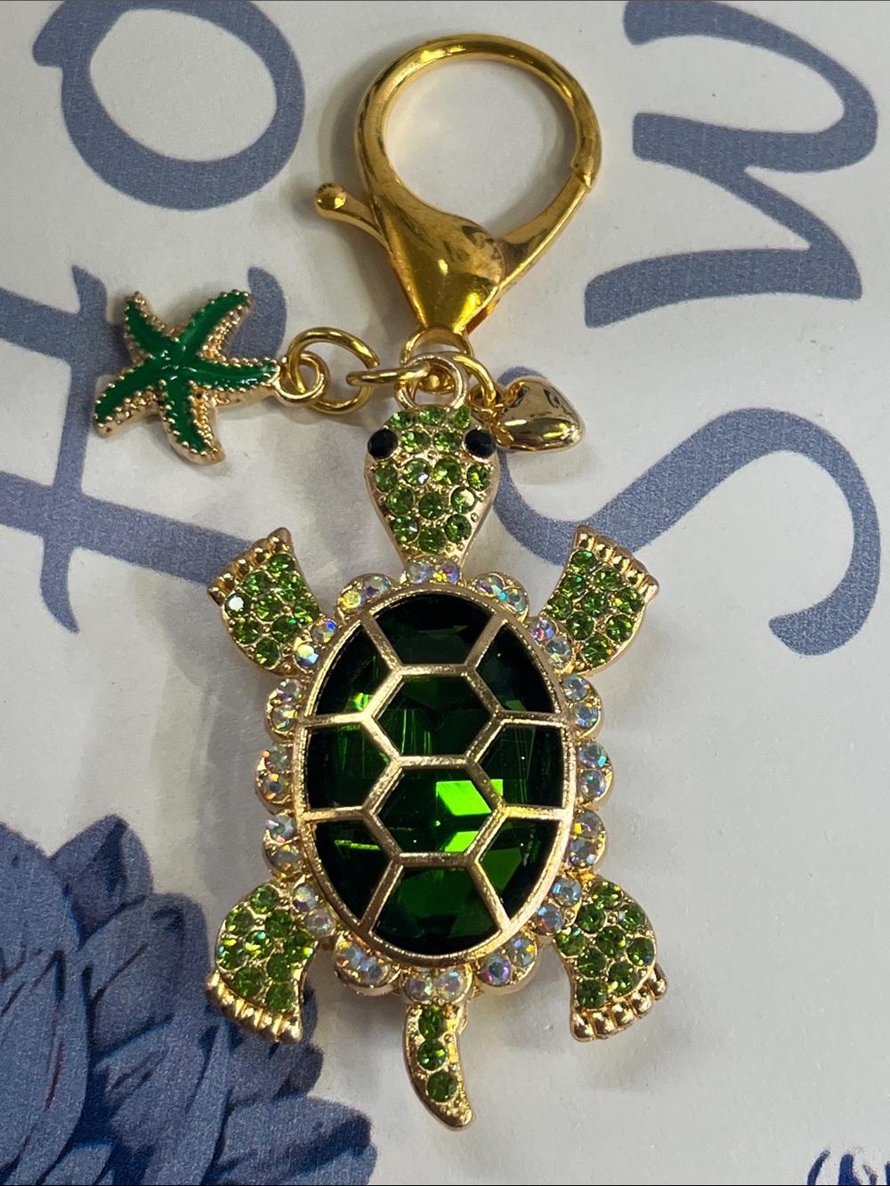 Charm /key chain Turtle Green / Gold